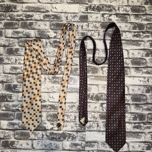 Lot of 2 Roberto Villini Couture Multi Colored Men's Neck Ties 100% Silk